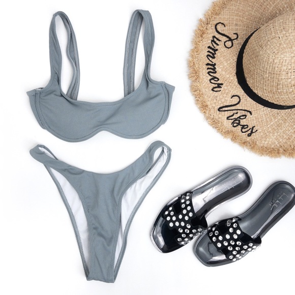 SHEIN Swim Rib Knit Cheeky Bikini Poshmark